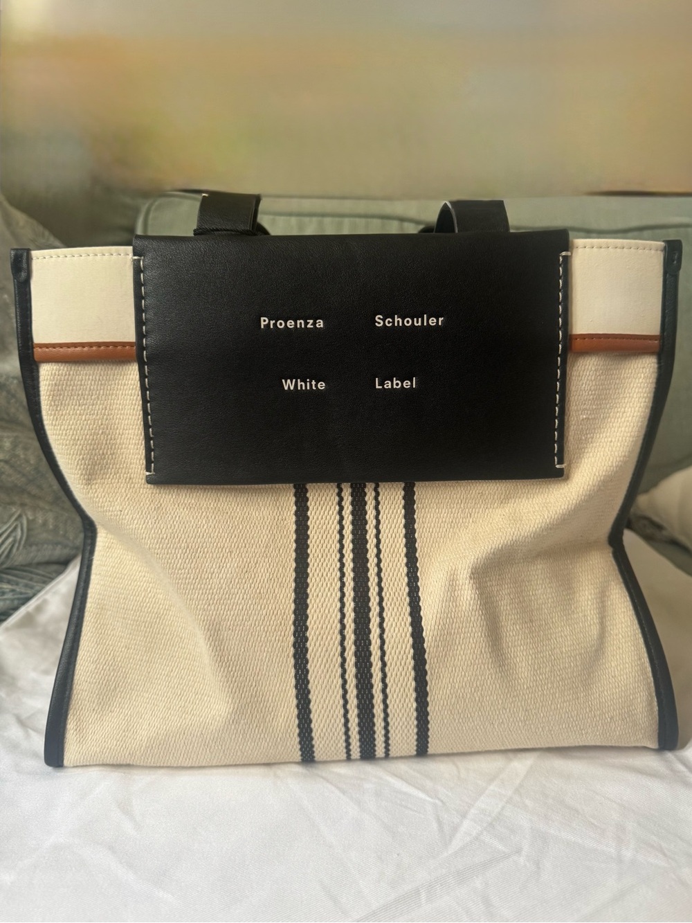NWT - Proenza Schouler White Label - Large Morris Stripe Canvas Tote - Natural